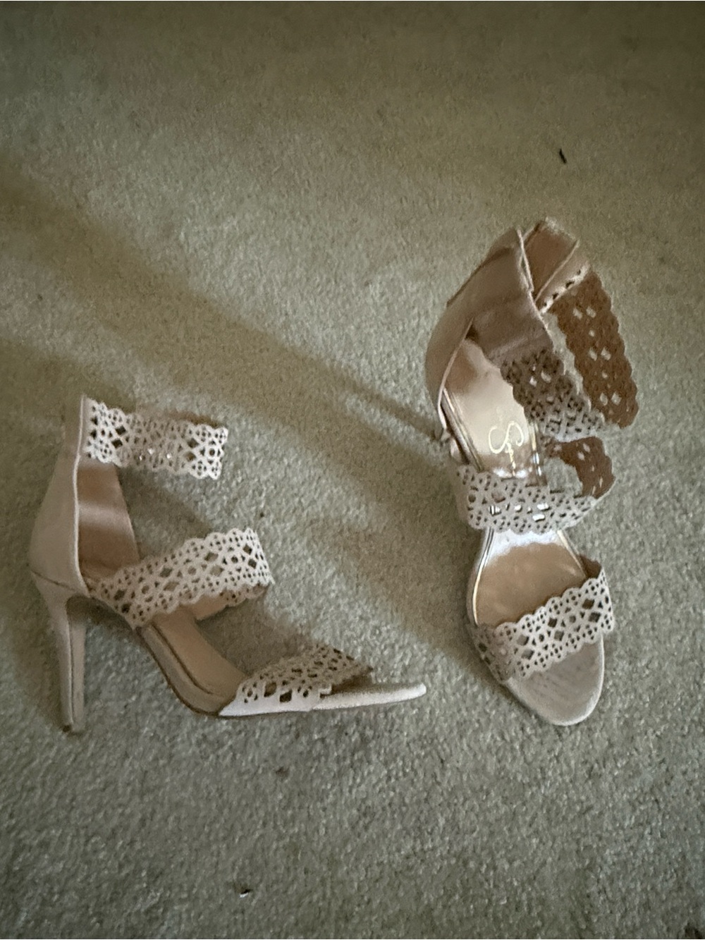 Jessica Simpson Blush Laser-Cut Strappy High Heels